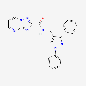 molecular formula C22H17N7O B10914692 N-[(1,3-diphenyl-1H-pyrazol-4-yl)methyl][1,2,4]triazolo[1,5-a]pyrimidine-2-carboxamide 