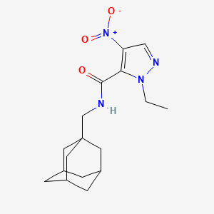 molecular formula C17H24N4O3 B10914720 N~5~-(1-Adamantylmethyl)-1-ethyl-4-nitro-1H-pyrazole-5-carboxamide 