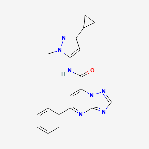 molecular formula C19H17N7O B10914729 N-(3-cyclopropyl-1-methyl-1H-pyrazol-5-yl)-5-phenyl[1,2,4]triazolo[1,5-a]pyrimidine-7-carboxamide 
