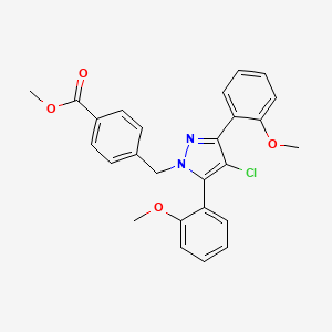 molecular formula C26H23ClN2O4 B10914743 methyl 4-{[4-chloro-3,5-bis(2-methoxyphenyl)-1H-pyrazol-1-yl]methyl}benzoate 