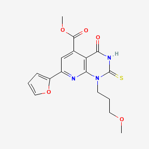 molecular formula C17H17N3O5S B10914846 Methyl 7-(furan-2-yl)-1-(3-methoxypropyl)-4-oxo-2-sulfanyl-1,4-dihydropyrido[2,3-d]pyrimidine-5-carboxylate 