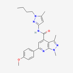 molecular formula C24H28N6O2 B10914983 N-(1-butyl-5-methyl-1H-pyrazol-3-yl)-6-(4-methoxyphenyl)-1,3-dimethyl-1H-pyrazolo[3,4-b]pyridine-4-carboxamide 