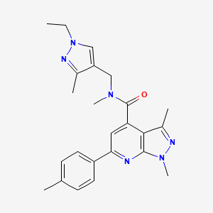 molecular formula C24H28N6O B10914986 N-[(1-ethyl-3-methyl-1H-pyrazol-4-yl)methyl]-N,1,3-trimethyl-6-(4-methylphenyl)-1H-pyrazolo[3,4-b]pyridine-4-carboxamide 