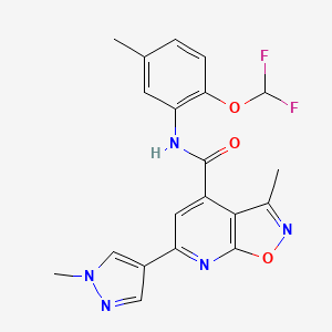molecular formula C20H17F2N5O3 B10914995 N-[2-(difluoromethoxy)-5-methylphenyl]-3-methyl-6-(1-methyl-1H-pyrazol-4-yl)[1,2]oxazolo[5,4-b]pyridine-4-carboxamide 