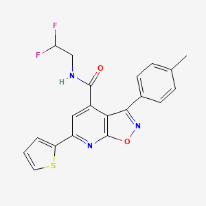 molecular formula C20H15F2N3O2S B10915044 N-(2,2-difluoroethyl)-3-(4-methylphenyl)-6-(thiophen-2-yl)[1,2]oxazolo[5,4-b]pyridine-4-carboxamide 
