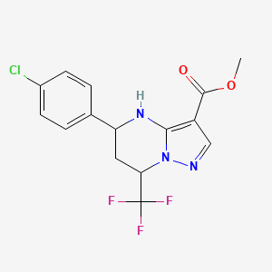 molecular formula C15H13ClF3N3O2 B10915189 Methyl 5-(4-chlorophenyl)-7-(trifluoromethyl)-4,5,6,7-tetrahydropyrazolo[1,5-a]pyrimidine-3-carboxylate 