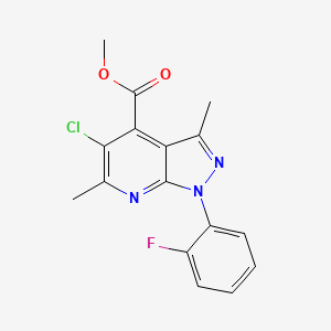 molecular formula C16H13ClFN3O2 B10915213 methyl 5-chloro-1-(2-fluorophenyl)-3,6-dimethyl-1H-pyrazolo[3,4-b]pyridine-4-carboxylate 