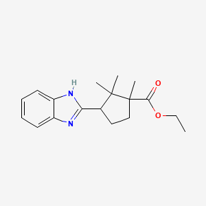 molecular formula C18H24N2O2 B10915223 ethyl 3-(1H-benzimidazol-2-yl)-1,2,2-trimethylcyclopentanecarboxylate 