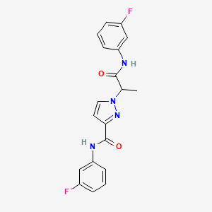 molecular formula C19H16F2N4O2 B10915224 N-(3-fluorophenyl)-1-{1-[(3-fluorophenyl)amino]-1-oxopropan-2-yl}-1H-pyrazole-3-carboxamide 