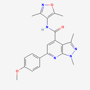 molecular formula C21H21N5O3 B10915341 N-(3,5-dimethyl-1,2-oxazol-4-yl)-6-(4-methoxyphenyl)-1,3-dimethyl-1H-pyrazolo[3,4-b]pyridine-4-carboxamide 