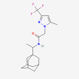molecular formula C19H26F3N3O B10915390 N~1~-[1-(1-Adamantyl)ethyl]-2-[5-methyl-3-(trifluoromethyl)-1H-pyrazol-1-YL]acetamide 