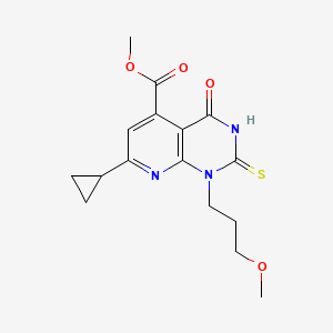 molecular formula C16H19N3O4S B10915489 Methyl 7-cyclopropyl-1-(3-methoxypropyl)-4-oxo-2-sulfanyl-1,4-dihydropyrido[2,3-d]pyrimidine-5-carboxylate 