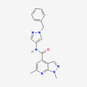 molecular formula C19H18N6O B10915504 N-(1-benzyl-1H-pyrazol-4-yl)-1,6-dimethyl-1H-pyrazolo[3,4-b]pyridine-4-carboxamide 