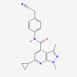 molecular formula C20H19N5O B10915521 N-[4-(cyanomethyl)phenyl]-6-cyclopropyl-1,3-dimethyl-1H-pyrazolo[3,4-b]pyridine-4-carboxamide 