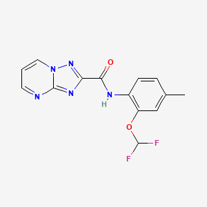 molecular formula C14H11F2N5O2 B10915684 N-[2-(difluoromethoxy)-4-methylphenyl][1,2,4]triazolo[1,5-a]pyrimidine-2-carboxamide 