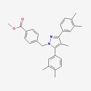 molecular formula C29H30N2O2 B10915735 methyl 4-{[3,5-bis(3,4-dimethylphenyl)-4-methyl-1H-pyrazol-1-yl]methyl}benzoate 