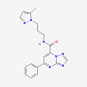 molecular formula C19H19N7O B10915764 N-[3-(5-methyl-1H-pyrazol-1-yl)propyl]-5-phenyl[1,2,4]triazolo[1,5-a]pyrimidine-7-carboxamide 