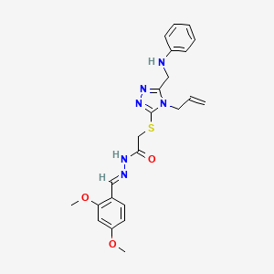 molecular formula C23H26N6O3S B10915796 N'-[(E)-(2,4-dimethoxyphenyl)methylidene]-2-({5-[(phenylamino)methyl]-4-(prop-2-en-1-yl)-4H-1,2,4-triazol-3-yl}sulfanyl)acetohydrazide 