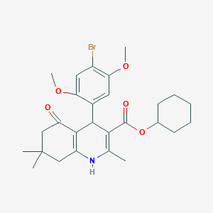 molecular formula C27H34BrNO5 B10915814 Cyclohexyl 4-(4-bromo-2,5-dimethoxyphenyl)-2,7,7-trimethyl-5-oxo-1,4,5,6,7,8-hexahydroquinoline-3-carboxylate 