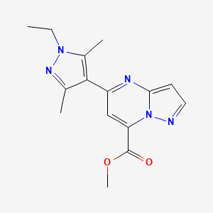 molecular formula C15H17N5O2 B10915957 methyl 5-(1-ethyl-3,5-dimethyl-1H-pyrazol-4-yl)pyrazolo[1,5-a]pyrimidine-7-carboxylate 