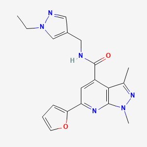 molecular formula C19H20N6O2 B10915988 N-[(1-ethyl-1H-pyrazol-4-yl)methyl]-6-(furan-2-yl)-1,3-dimethyl-1H-pyrazolo[3,4-b]pyridine-4-carboxamide 