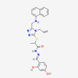 molecular formula C26H26N6O3S B10916075 N'-[(E)-(2,4-dihydroxyphenyl)methylidene]-2-({5-[(naphthalen-1-ylamino)methyl]-4-(prop-2-en-1-yl)-4H-1,2,4-triazol-3-yl}sulfanyl)propanehydrazide 