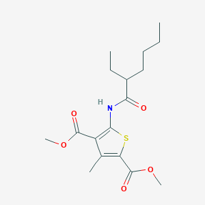 molecular formula C17H25NO5S B10916099 Dimethyl 5-[(2-ethylhexanoyl)amino]-3-methylthiophene-2,4-dicarboxylate 