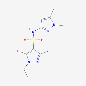 molecular formula C11H16FN5O2S B10916115 N-(1,5-Dimethyl-1H-pyrazol-3-yl)-1-ethyl-5-fluoro-3-methyl-1H-pyrazole-4-sulfonamide 