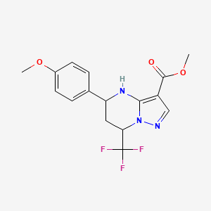 molecular formula C16H16F3N3O3 B10916155 Methyl 5-(4-methoxyphenyl)-7-(trifluoromethyl)-4,5,6,7-tetrahydropyrazolo[1,5-a]pyrimidine-3-carboxylate 