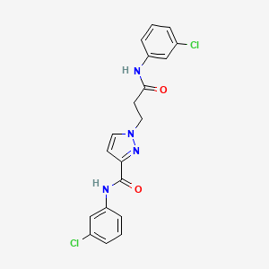 molecular formula C19H16Cl2N4O2 B10916166 N-(3-chlorophenyl)-1-{3-[(3-chlorophenyl)amino]-3-oxopropyl}-1H-pyrazole-3-carboxamide 