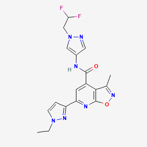 molecular formula C18H17F2N7O2 B10916223 N-[1-(2,2-difluoroethyl)-1H-pyrazol-4-yl]-6-(1-ethyl-1H-pyrazol-3-yl)-3-methyl[1,2]oxazolo[5,4-b]pyridine-4-carboxamide 