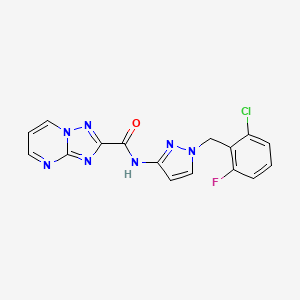 molecular formula C16H11ClFN7O B10916300 N-[1-(2-chloro-6-fluorobenzyl)-1H-pyrazol-3-yl][1,2,4]triazolo[1,5-a]pyrimidine-2-carboxamide 