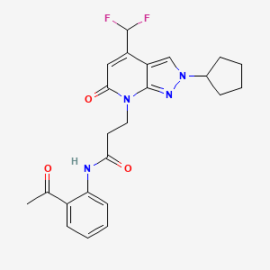 molecular formula C23H24F2N4O3 B10916366 N-(2-acetylphenyl)-3-[2-cyclopentyl-4-(difluoromethyl)-6-oxo-2,6-dihydro-7H-pyrazolo[3,4-b]pyridin-7-yl]propanamide 