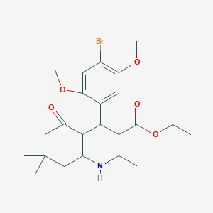 molecular formula C23H28BrNO5 B10916404 Ethyl 4-(4-bromo-2,5-dimethoxyphenyl)-2,7,7-trimethyl-5-oxo-1,4,5,6,7,8-hexahydroquinoline-3-carboxylate 