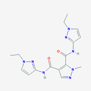 molecular formula C16H20N8O2 B10916432 N,N'-bis(1-ethyl-1H-pyrazol-3-yl)-1-methyl-1H-pyrazole-4,5-dicarboxamide 