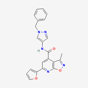 molecular formula C22H17N5O3 B10916455 N-(1-benzyl-1H-pyrazol-4-yl)-6-(furan-2-yl)-3-methyl[1,2]oxazolo[5,4-b]pyridine-4-carboxamide 