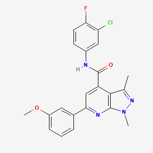 molecular formula C22H18ClFN4O2 B10916657 N-(3-chloro-4-fluorophenyl)-6-(3-methoxyphenyl)-1,3-dimethyl-1H-pyrazolo[3,4-b]pyridine-4-carboxamide 