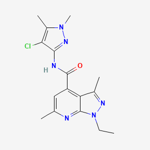 molecular formula C16H19ClN6O B10916663 N-(4-chloro-1,5-dimethyl-1H-pyrazol-3-yl)-1-ethyl-3,6-dimethyl-1H-pyrazolo[3,4-b]pyridine-4-carboxamide 