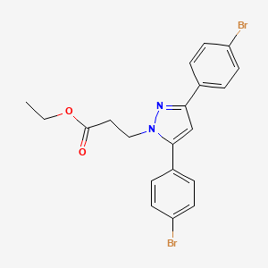 molecular formula C20H18Br2N2O2 B10916782 ethyl 3-[3,5-bis(4-bromophenyl)-1H-pyrazol-1-yl]propanoate 