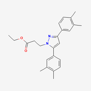 molecular formula C24H28N2O2 B10916787 ethyl 3-[3,5-bis(3,4-dimethylphenyl)-1H-pyrazol-1-yl]propanoate CAS No. 1006323-04-1