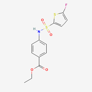 molecular formula C13H12FNO4S2 B10916848 Ethyl 4-((5-fluorothiophene)-2-sulfonamido)benzoate 