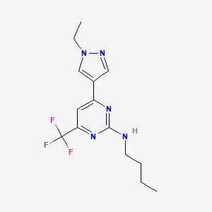 molecular formula C14H18F3N5 B10916923 N-butyl-4-(1-ethyl-1H-pyrazol-4-yl)-6-(trifluoromethyl)pyrimidin-2-amine 