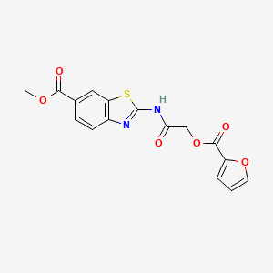 molecular formula C16H12N2O6S B10917164 Methyl 2-({[(furan-2-ylcarbonyl)oxy]acetyl}amino)-1,3-benzothiazole-6-carboxylate 