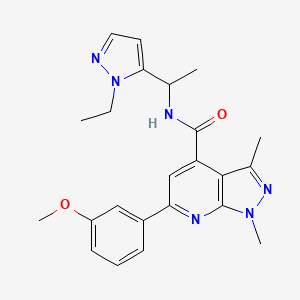molecular formula C23H26N6O2 B10917179 N-[1-(1-ethyl-1H-pyrazol-5-yl)ethyl]-6-(3-methoxyphenyl)-1,3-dimethyl-1H-pyrazolo[3,4-b]pyridine-4-carboxamide 