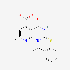 molecular formula C18H17N3O3S B10917183 Methyl 7-methyl-4-oxo-1-(1-phenylethyl)-2-sulfanyl-1,4-dihydropyrido[2,3-d]pyrimidine-5-carboxylate 