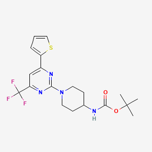 molecular formula C19H23F3N4O2S B10917205 Tert-butyl {1-[4-(thiophen-2-yl)-6-(trifluoromethyl)pyrimidin-2-yl]piperidin-4-yl}carbamate 