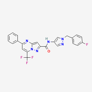 molecular formula C24H16F4N6O B10917275 N-[1-(4-fluorobenzyl)-1H-pyrazol-4-yl]-5-phenyl-7-(trifluoromethyl)pyrazolo[1,5-a]pyrimidine-2-carboxamide 