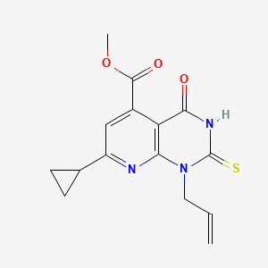 molecular formula C15H15N3O3S B10917310 Methyl 7-cyclopropyl-4-oxo-1-(prop-2-en-1-yl)-2-sulfanyl-1,4-dihydropyrido[2,3-d]pyrimidine-5-carboxylate 