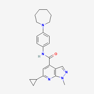 molecular formula C23H27N5O B10917344 N-[4-(azepan-1-yl)phenyl]-6-cyclopropyl-1-methyl-1H-pyrazolo[3,4-b]pyridine-4-carboxamide 
