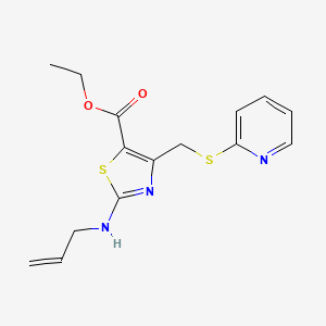 molecular formula C15H17N3O2S2 B10917358 Ethyl 2-(prop-2-en-1-ylamino)-4-[(pyridin-2-ylsulfanyl)methyl]-1,3-thiazole-5-carboxylate 